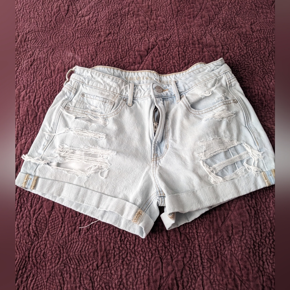 American Eagle Outfitters light wash ripped jean shorts